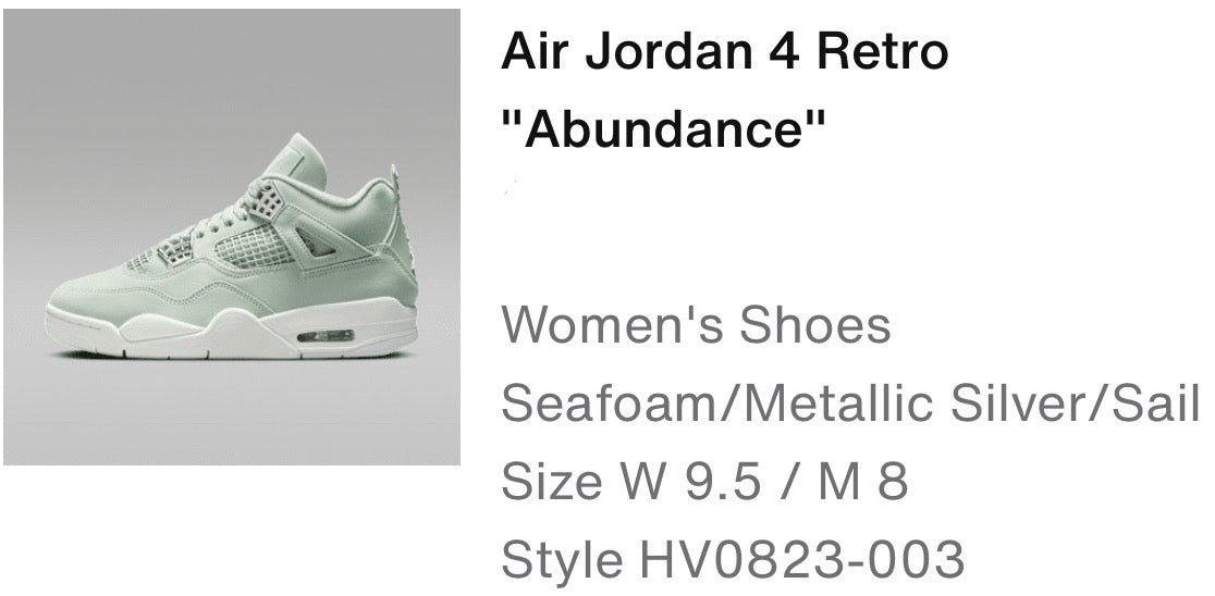 Air Jordan 4 Retro Abundance M 8/ W 9.5